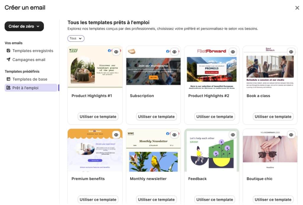 contenu de newsletter template